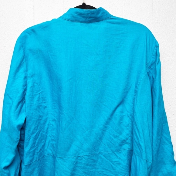 Jones New York 100% Linen Turquoise Jacket 2X Coastal Beachy Lagenlook Nautical - Picture 7 of 11